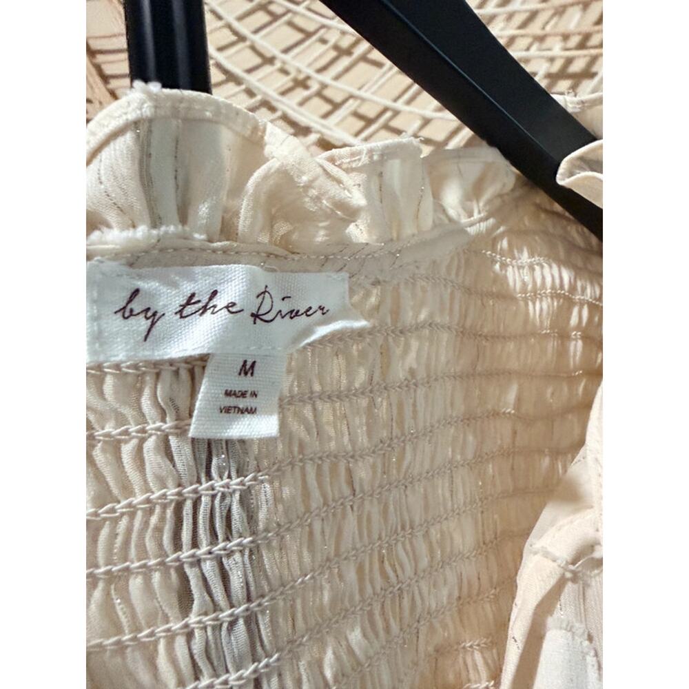 By the river sold by Anthropologie M EUC beige Boho top 2761 - Picture 2 of 6